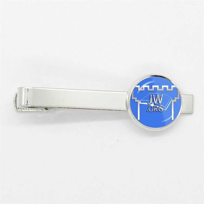 2024 New Steampunk Jehovahs Witness Tie Clip JW. Org high-quality round handmade jewelry glass gemstone clip W240914