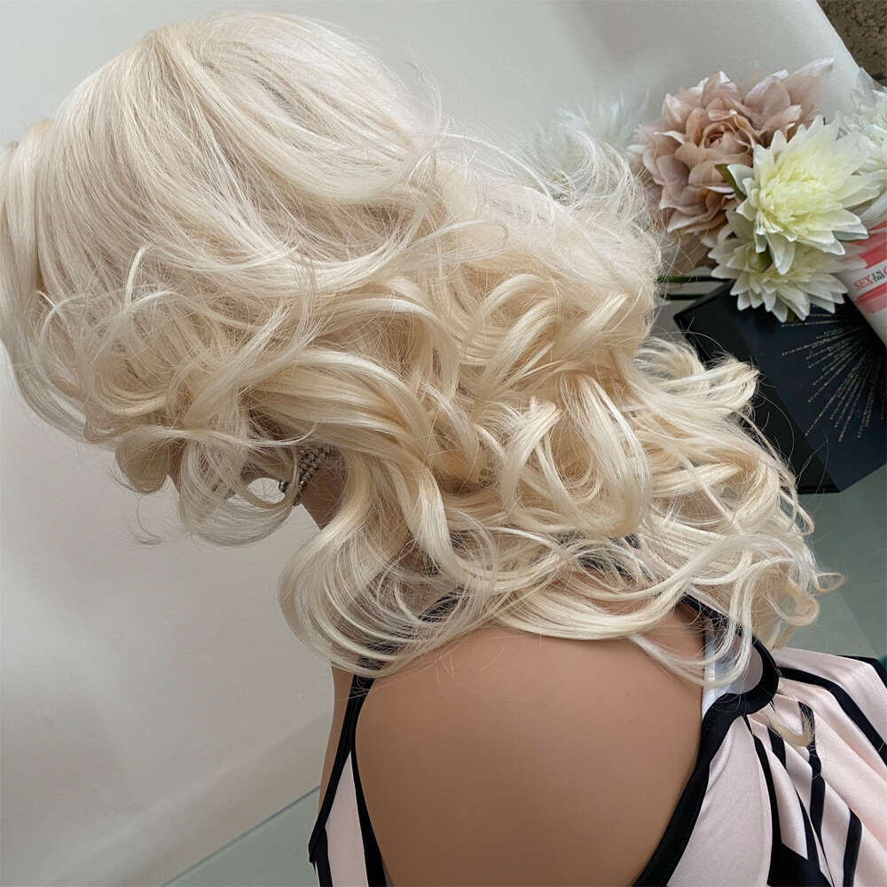 Shoulder Length Golden Blonde Layered Lace Front Cheap Synthetic Wig 16" 150% Densty Heat Resistant Fiber Cosplay/Party Wear