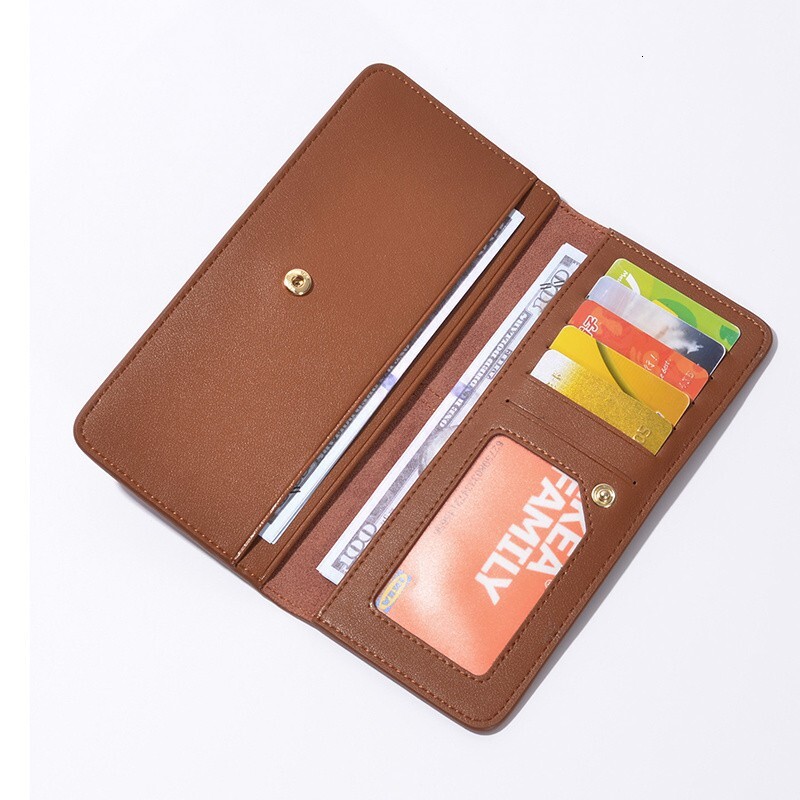 Ins minimalist ultra-thin long women's genuine leather 2024 new style temperament buckle card slot soft cowhide wallet