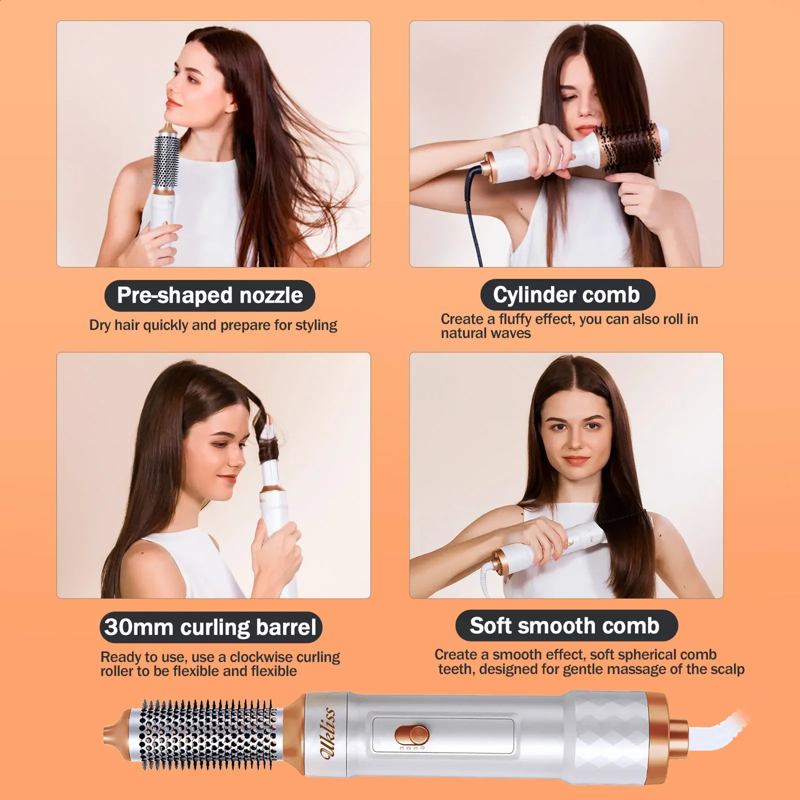 6-in-1 dry brush automatic curling iron curling straight anion dual-purpose hairstyle air comb 240907