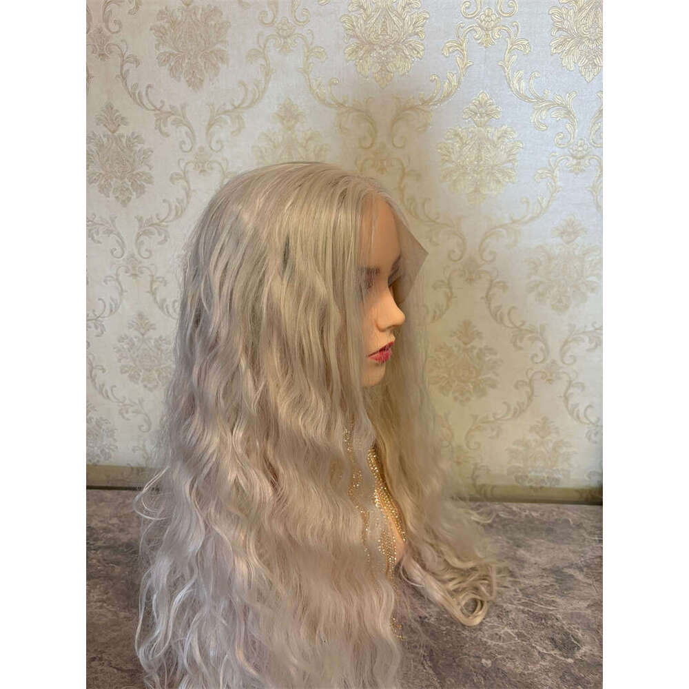 26 Inches White Hair Wigs For Women Ash Blonde Ombre Synthetic Natural Wavy Long Heat Resistant Curly Wig Cosplay