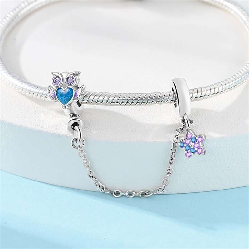 925 Sterling Silver Heart Shaped Keylock sy Cat Claw Charms Safety Chains Fit Original Bracelets DIY Jewelry