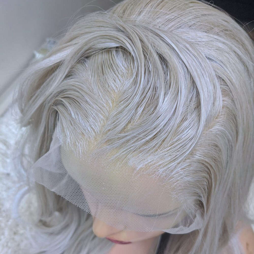 Premium Synthetic Wavy Blonde Highlights Human Hair Blended 26 Inch 150% Density HD Lace Front Wig Heat Resistant