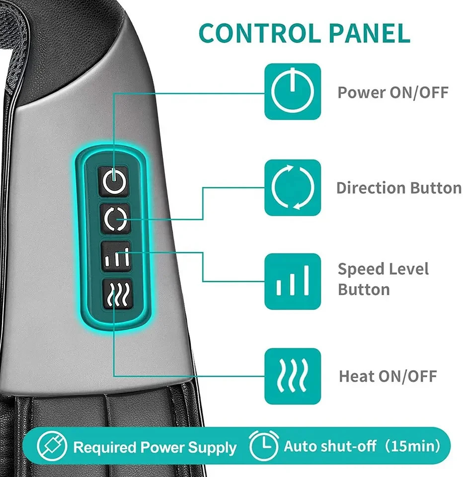 Heated neck and back massager electric deep tissue kneading and massage pillow for shoulders back and neck muscle ww 240919