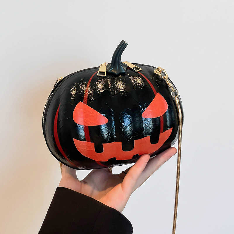 CMM Pumpkin Funny Shoulder Chain Bag Fashion and Niche Creative Circular Shoulder Bag Halloween Demon Crossbody Bag