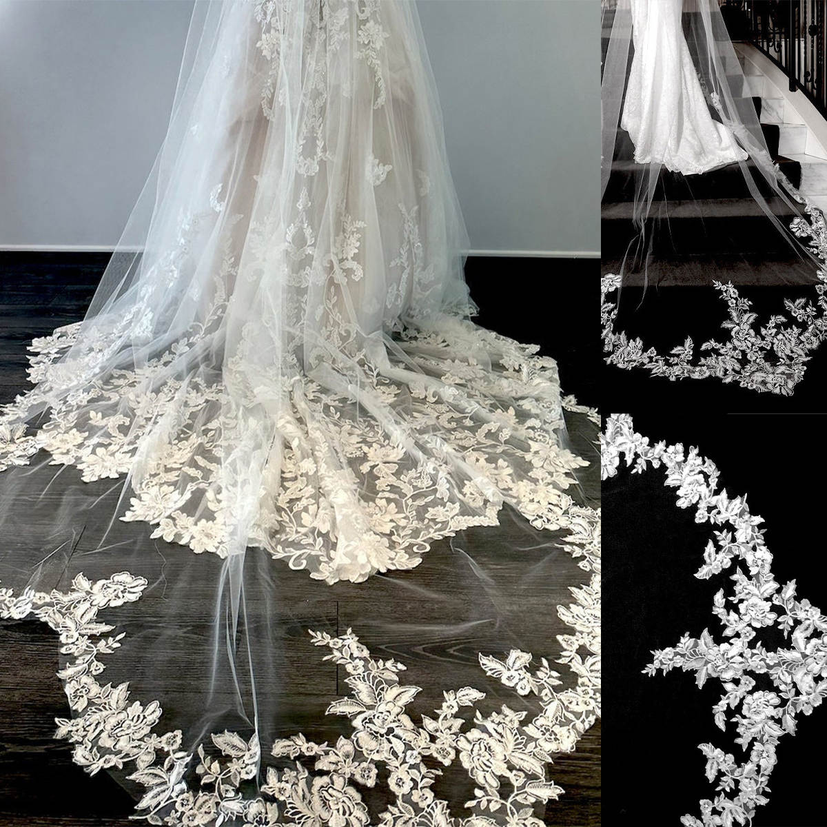Simple Wedding Veil Appliques One Layer Long Chapel Length Bridal Veils Applique Edge Wedding Accessories Custom Made