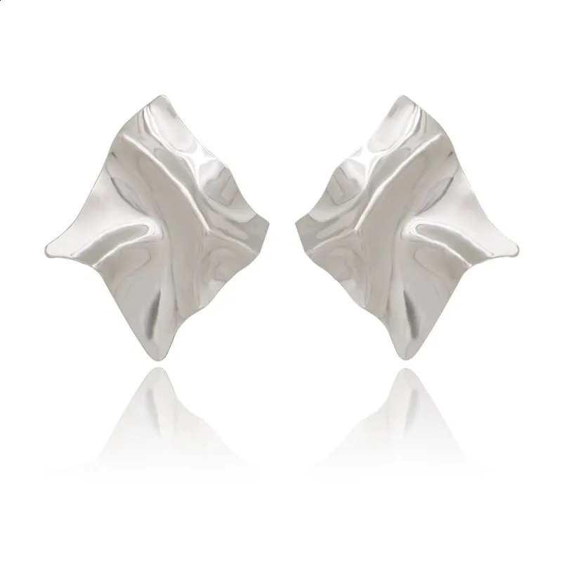 EK2126 Exaggerated Gold Color Irregular Square Shiny Metal Big Drop Earring Rhombus Punk Ear Party Jewelry 240906