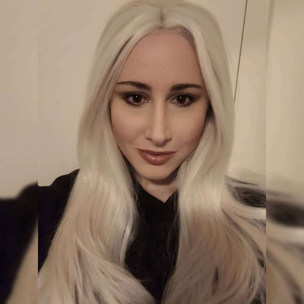 Platinum Blonde Synthetic Front Glueless Straight Long 10% Human Hair Wigs Heat Resistant Lace Wig Daily Wear 180%