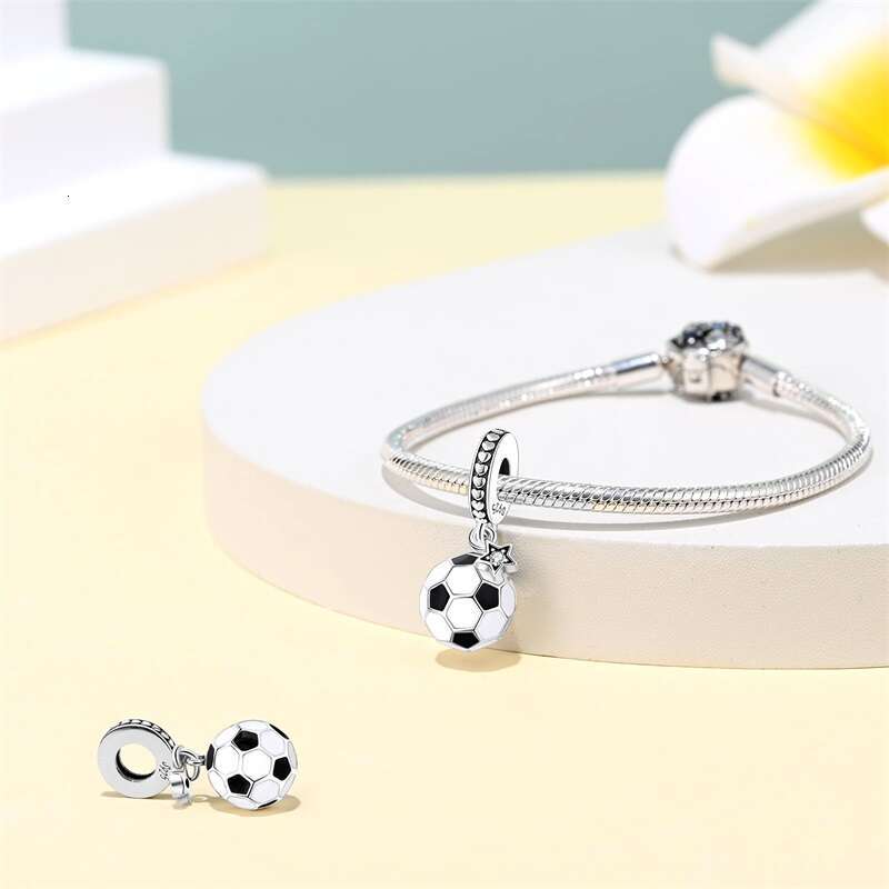 Sports Series Charm Jewelry Football Beads 925 Sterling Silver Pendant Fit Original Bracelets DIY Souvenir Gift