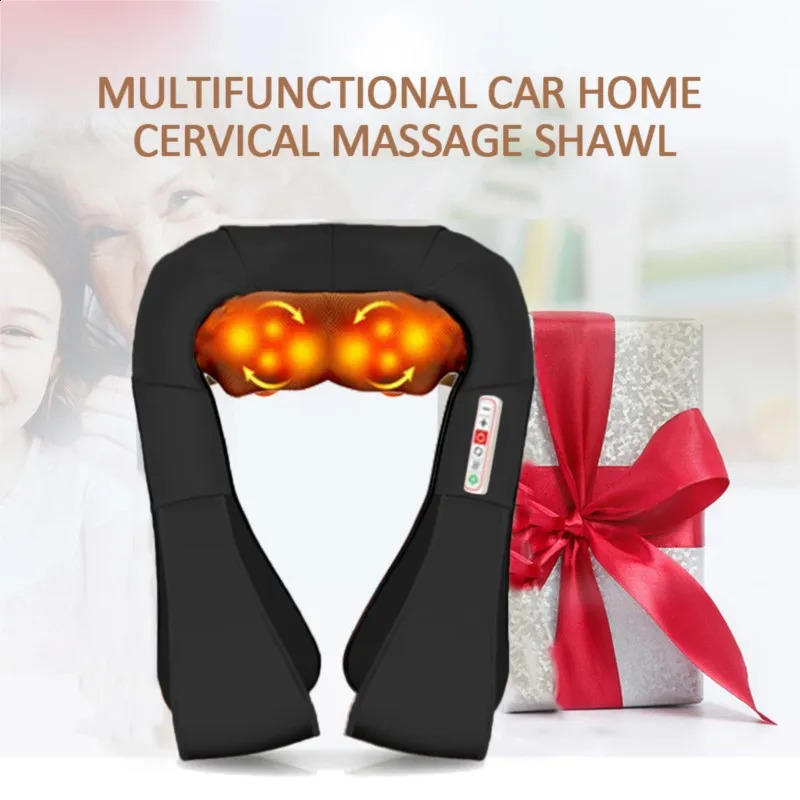 U-shaped electric finger press back neck shoulder body massager infrared heating kneading car/home massage 240914