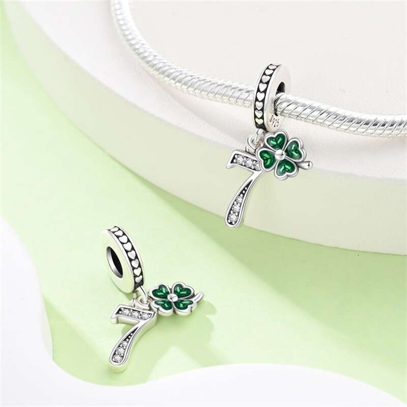 New 925 Sterling Silver Lucky Number Four Leaf Clover Series Charms Beads Fit Original Bracelet DIY Birthday Jewelry