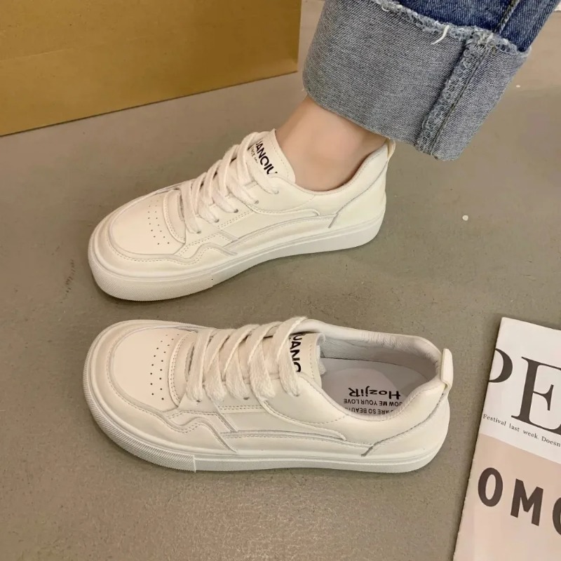 Little White Women Sneakers 2024 New Breathable Genuine Leather Women's Casual Sports Board Shoes Sneaker Adult