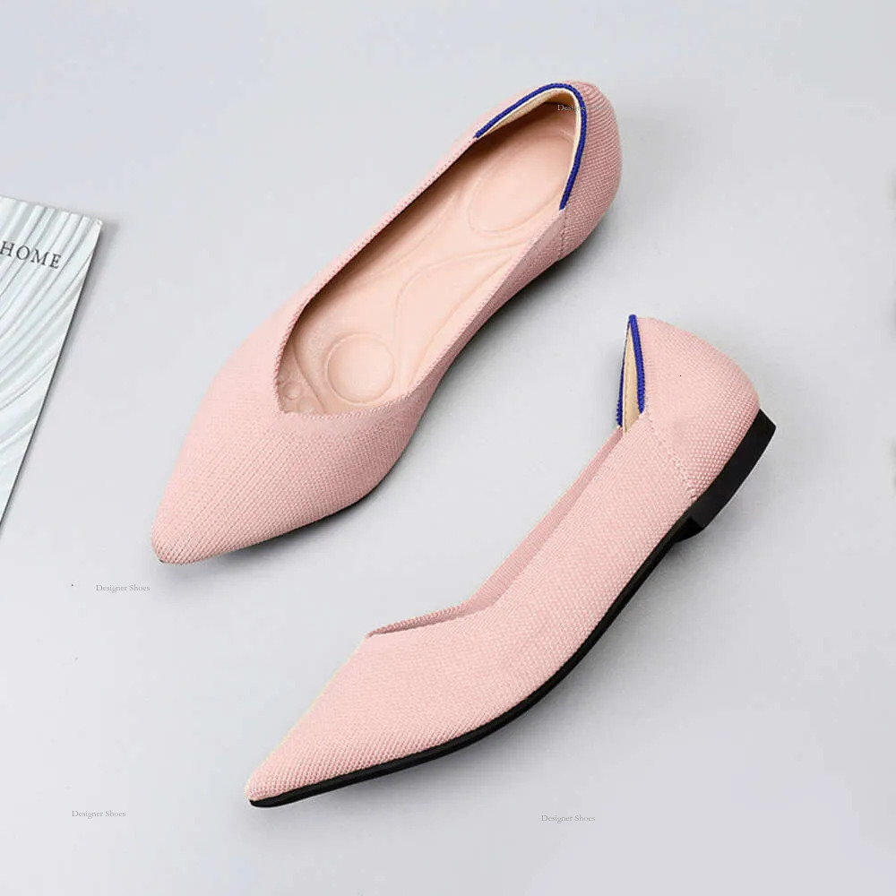 Princess Chicken Rolls Spring And Autumn Flying Weaving Single Doudou Flat Large Women's Soft Sole Knitted Pointed Boat Shoes