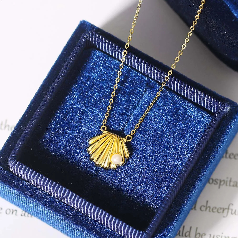 LAMOON Pearl 925 Womens Silver Jewelry Set Natural Freshwater Pearl Shell 14K Gold Plated Fine Summer Beach Jewelry V094 240906