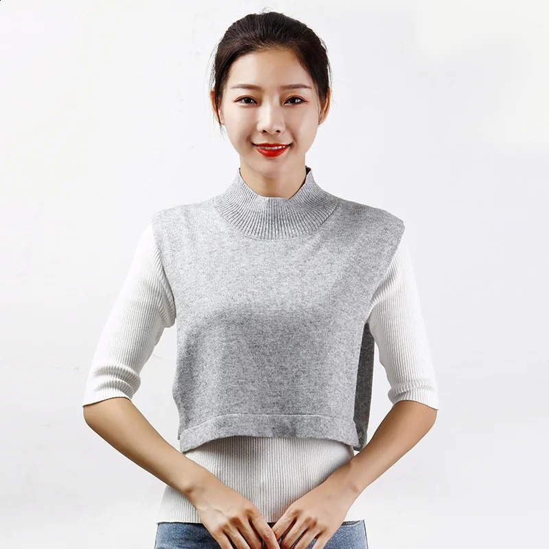 Sparsil Women Cashmere Wool False Collar Autumn Winter Knitted Warm Hooded Scarf Turtleneck Ring Scarves Solid Soft Pullover 240909