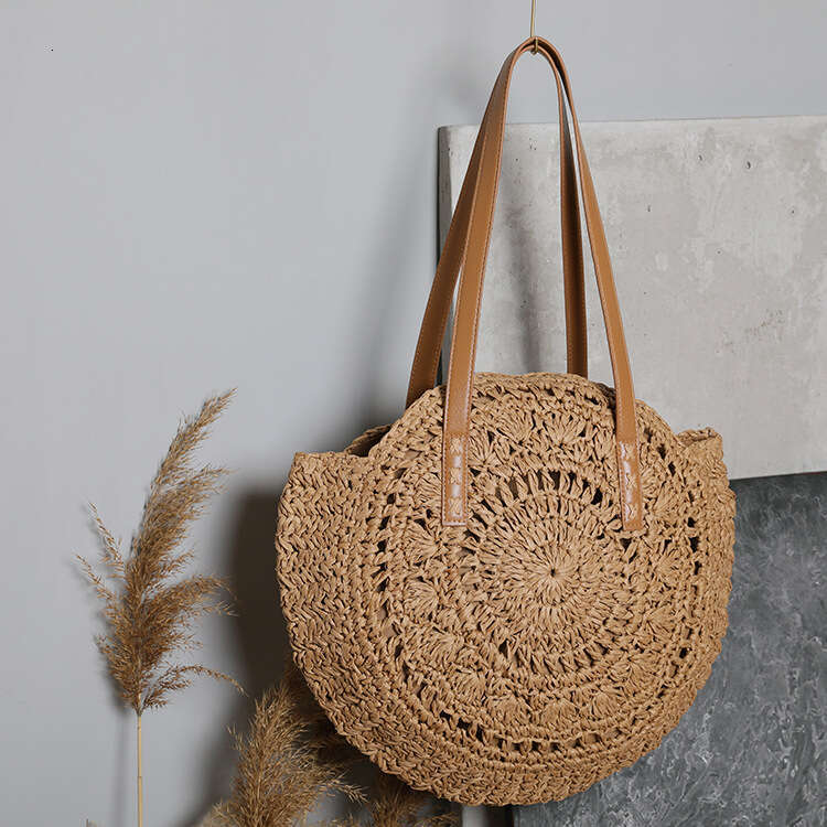AMZZ 2024 New Fashion Grass Woven Single Shoulder Women's Beach Vacation Large Capacity Tote Bag
