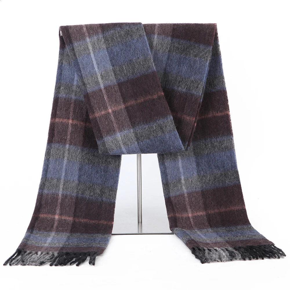 100% Lamb Scarf Strip Solid Plaid Wool Scarf Classical Warm Long Soft Cashmere Winter Scarves for Men Winter Accessories 240909