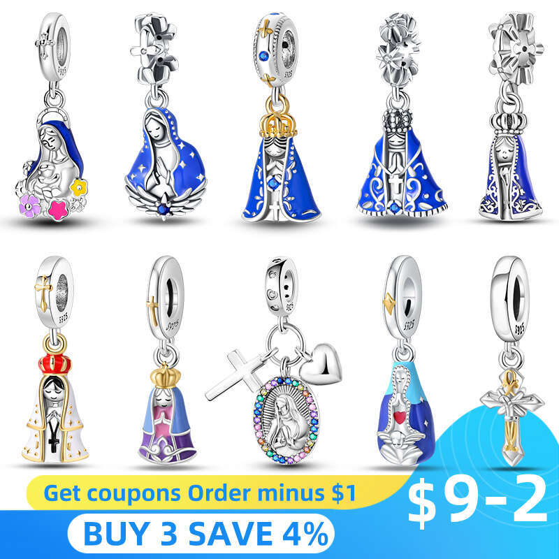 925 Sterling Silver Cross Crown Kind Mother Charms Beads Fit Original Bracelets Fine DIY Jewelry Festivals Gift
