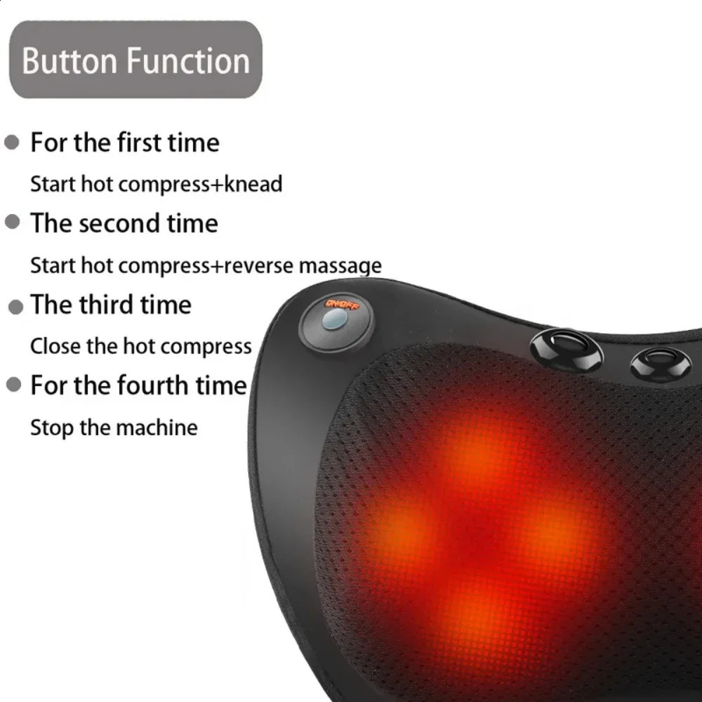 Magnetic massage pillow electric intelligent heating massage pillow multifunctional car and home back neck waist rotation massage pillow 240914
