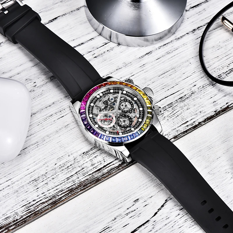 PAGANI Top Mechanical Automatic Watch Men Ceramic Bezel Rainbow Business Waterproof Watch Relogio Masculino 240906