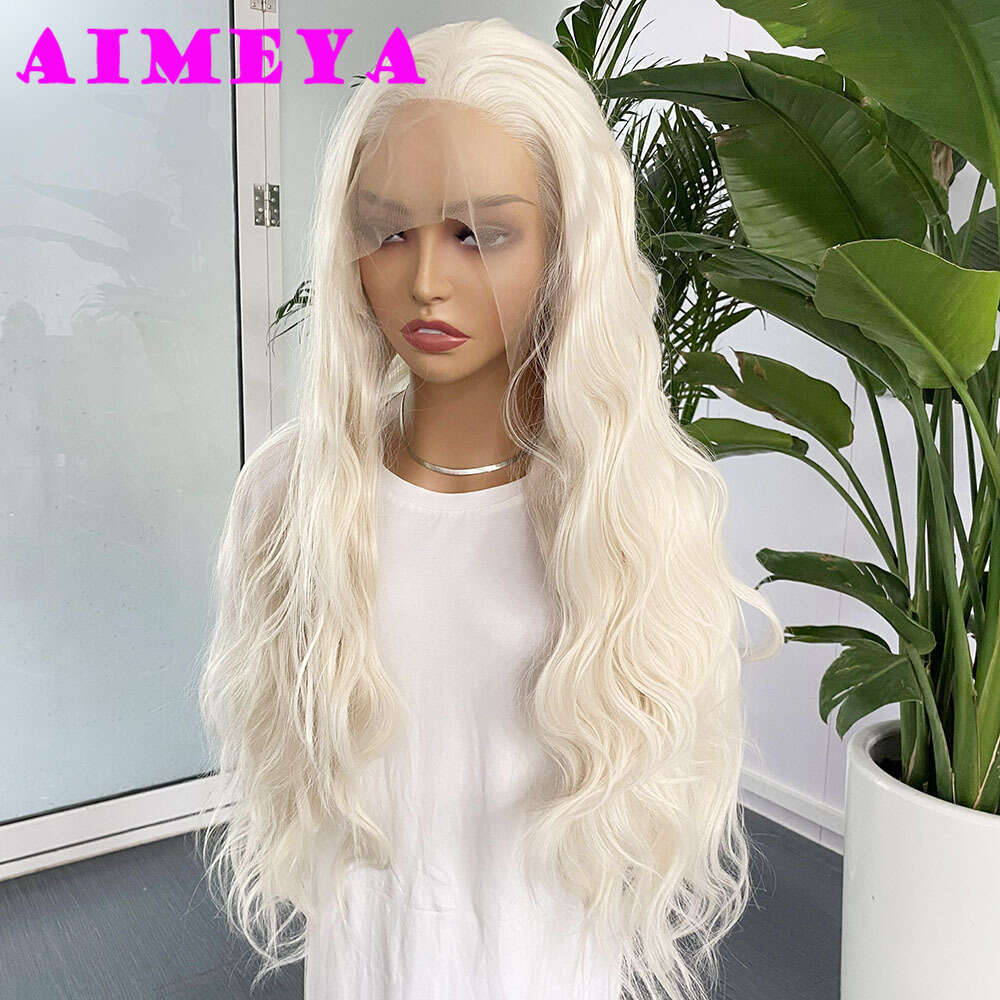 Platinum Blonde Synthetic Lace Front For Women Natural Haire Loose Curly Wig Daily Use Cosplay Heat Resistant Fiber Hair
