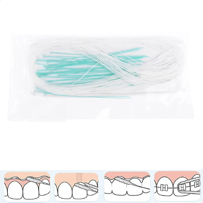 50pcs Toothpick Tool Floss Threaders Tooth Floss Holders Between Orthodontic Braces Bridge Hilo Dental Oral Clean 240905