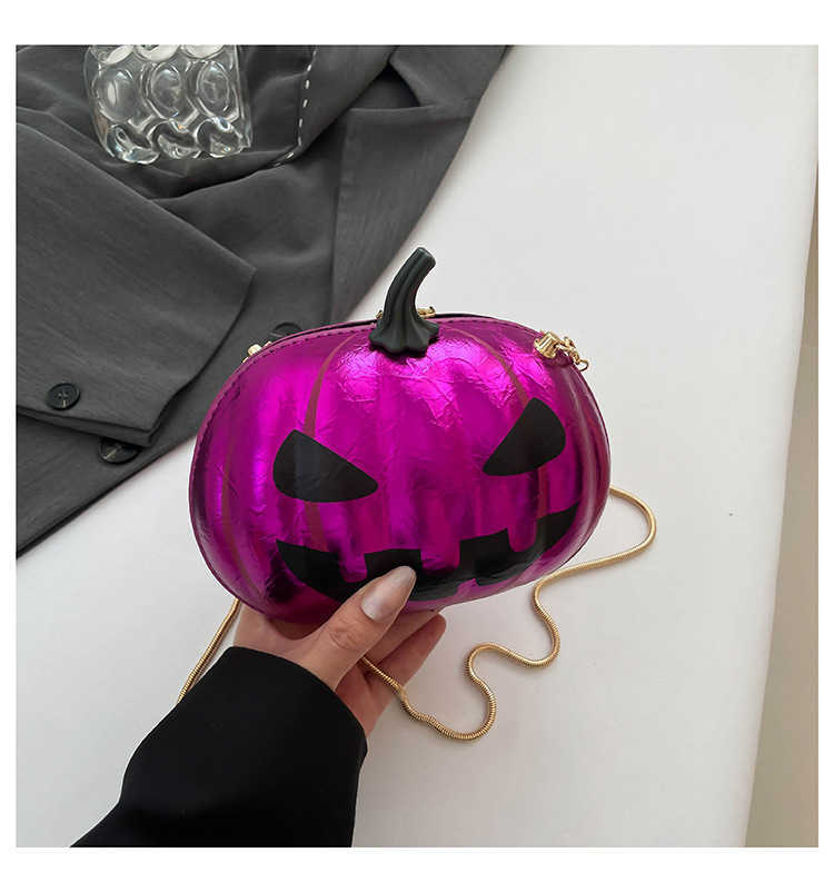 CMM Pumpkin Funny Shoulder Chain Bag Fashion and Niche Creative Circular Shoulder Bag Halloween Demon Crossbody Bag