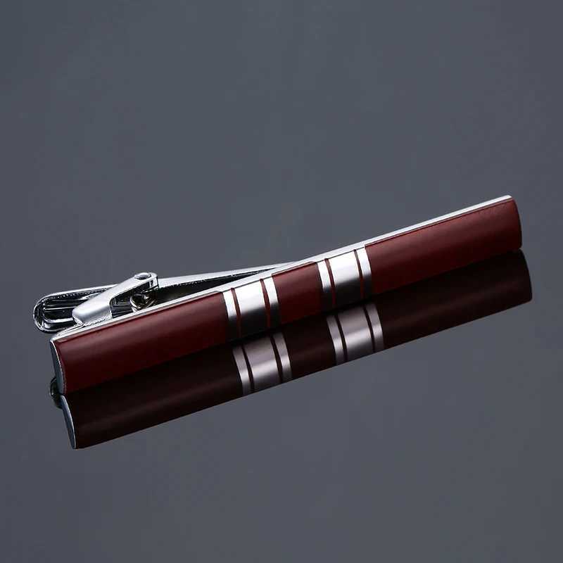 High quality mens and womens tie clips with square wine red enamel design metal tie accessories business jewelry gifts W240914