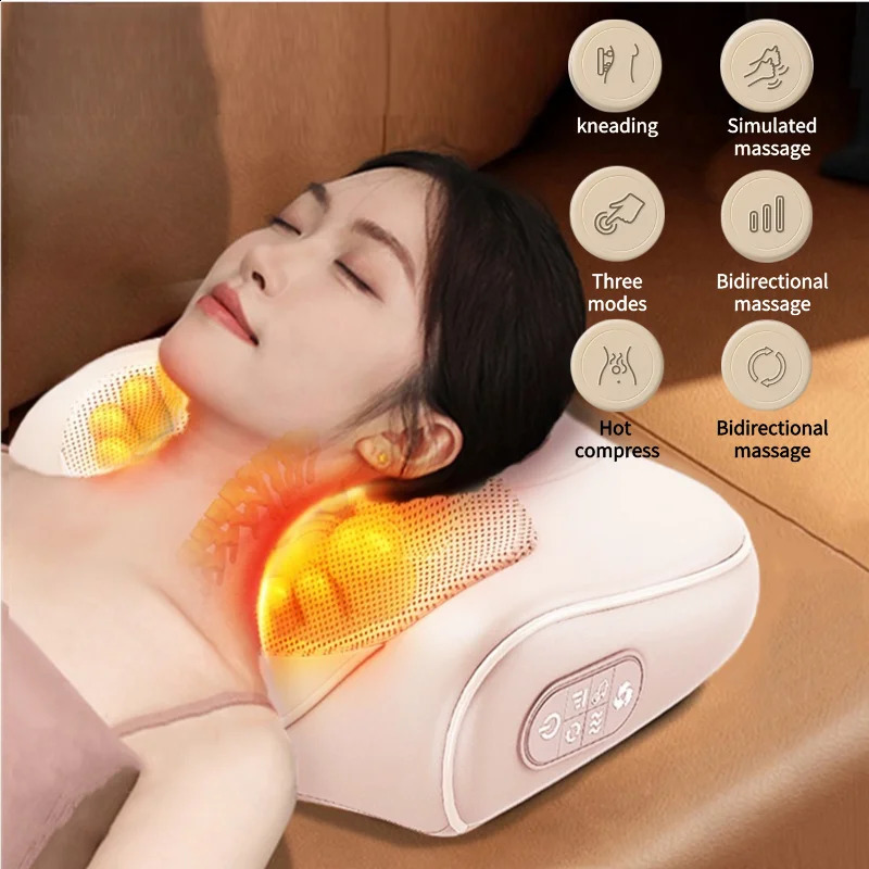 Okayso Neck Massager Pillow Massager Waist Back Shoulder Finger Pressure Multi functional Thermal Compression Relaxation Gift 240914