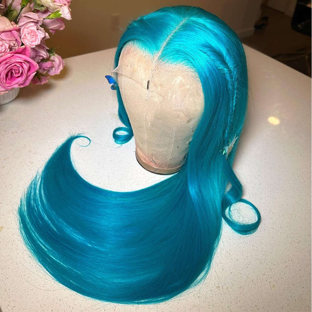30Inch Long Synthetic Heat Resistant Firber Straight Lace Front 10% Human Hair Cosplay Wig Glueless For Women
