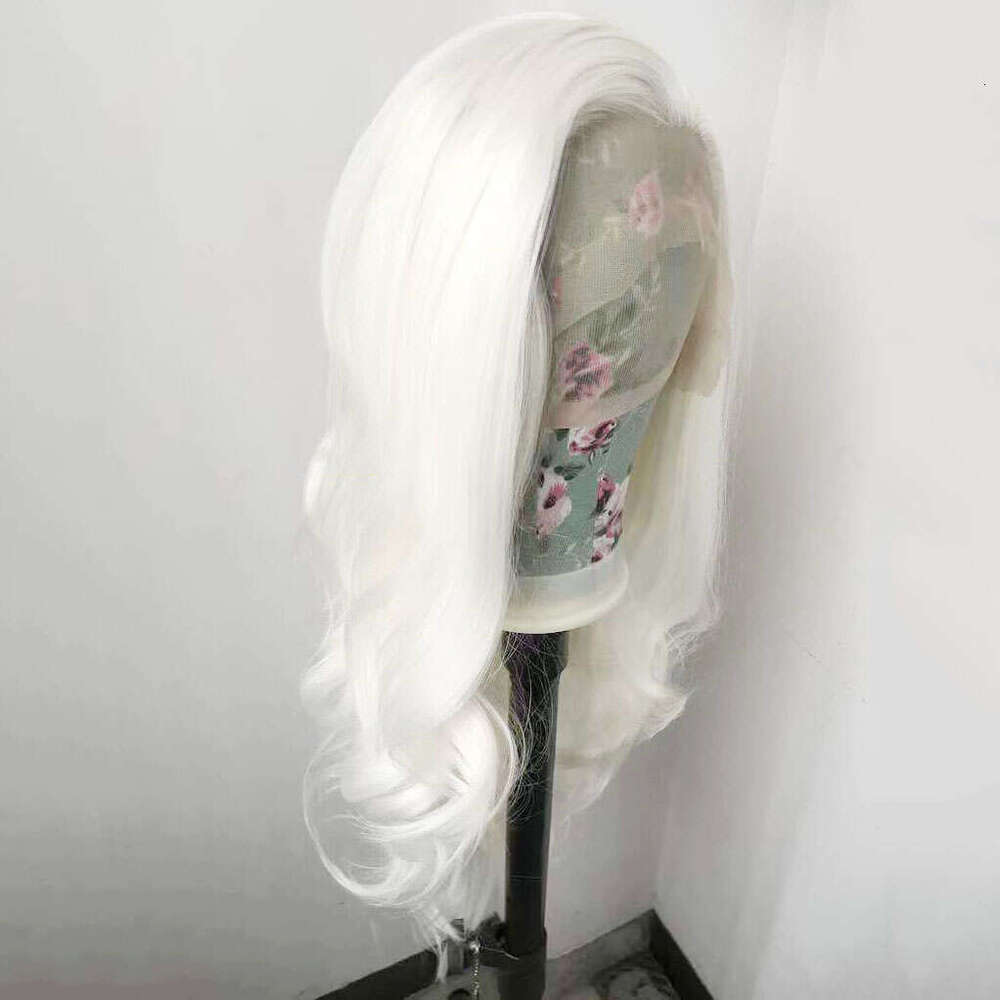 AIMEYA Wave White Lace Front Wig For Women Free Part Natural Haire Heat Resistant Synthetic Daily Wear Cosplay Wigs
