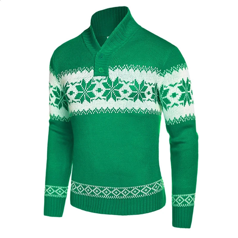 Mens Pullover Sweater Autumn and Winter Long Sleeved Christmas Casual Fashion Jacquard Knitted Sweater Clothing for Men 240904