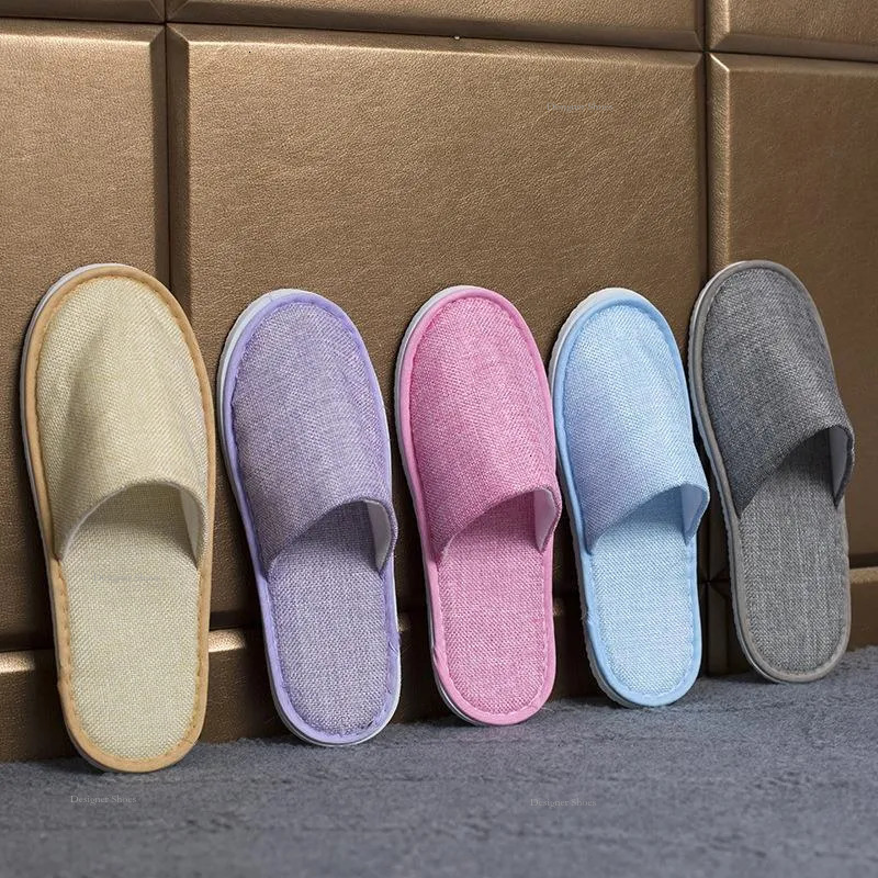 Spring Autumn Hotel Floor Home Cool Slippers, Anti Slip Wear-Resistant Cotton And Linen Slippers For Women pers