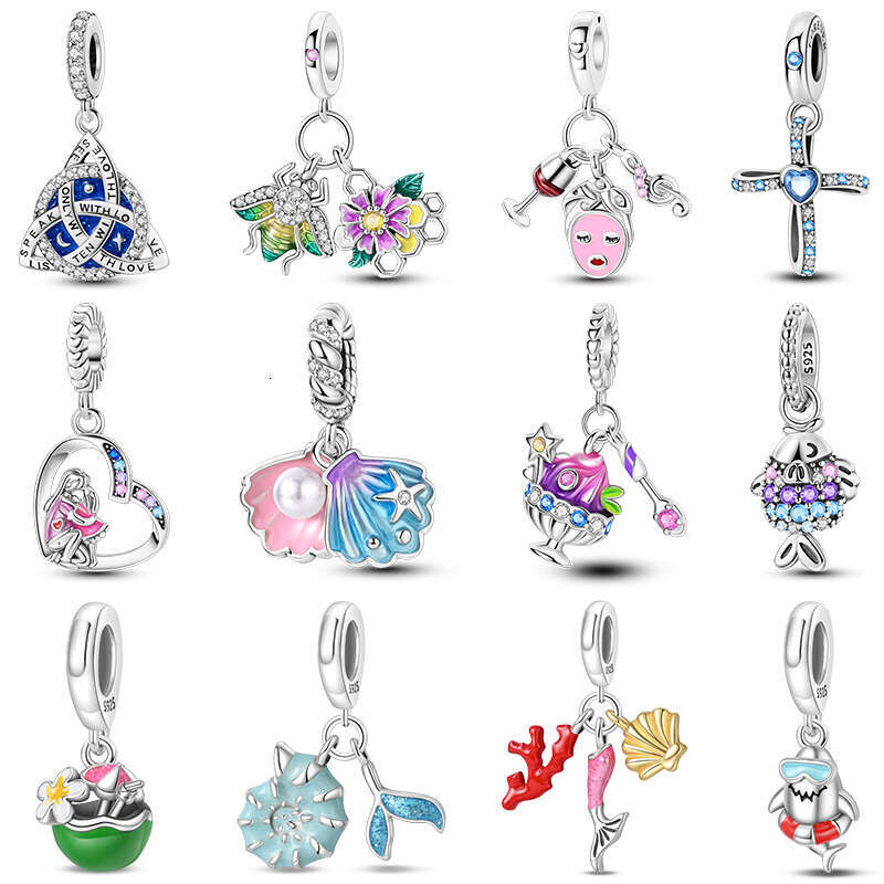 925 Sterling Silver Bees Butterfly Hedgehog Fish Charms Beads Fit Original Bracelets DIY Jewelry Birthday Gifts