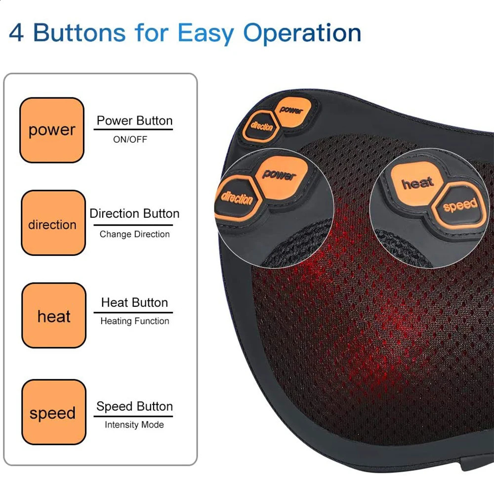 Back massager deep neck tissue shoulder massage pillow lower back calf whole body muscle relief 240914