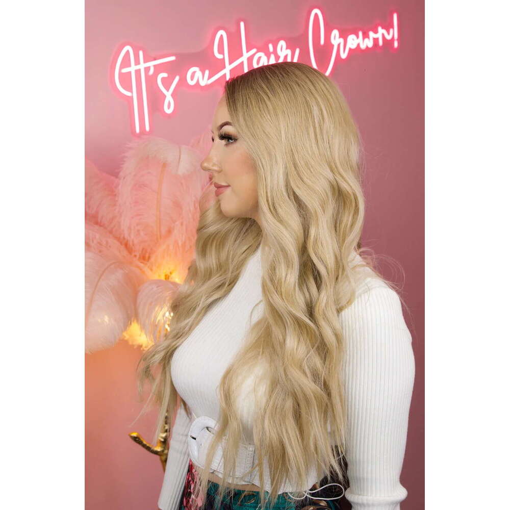 Honey Blonde Synthetic Layered Wavy 13X4 Lace Front Wig 10% Human Hair Mixed Heat Resistant Fiber Cosplay