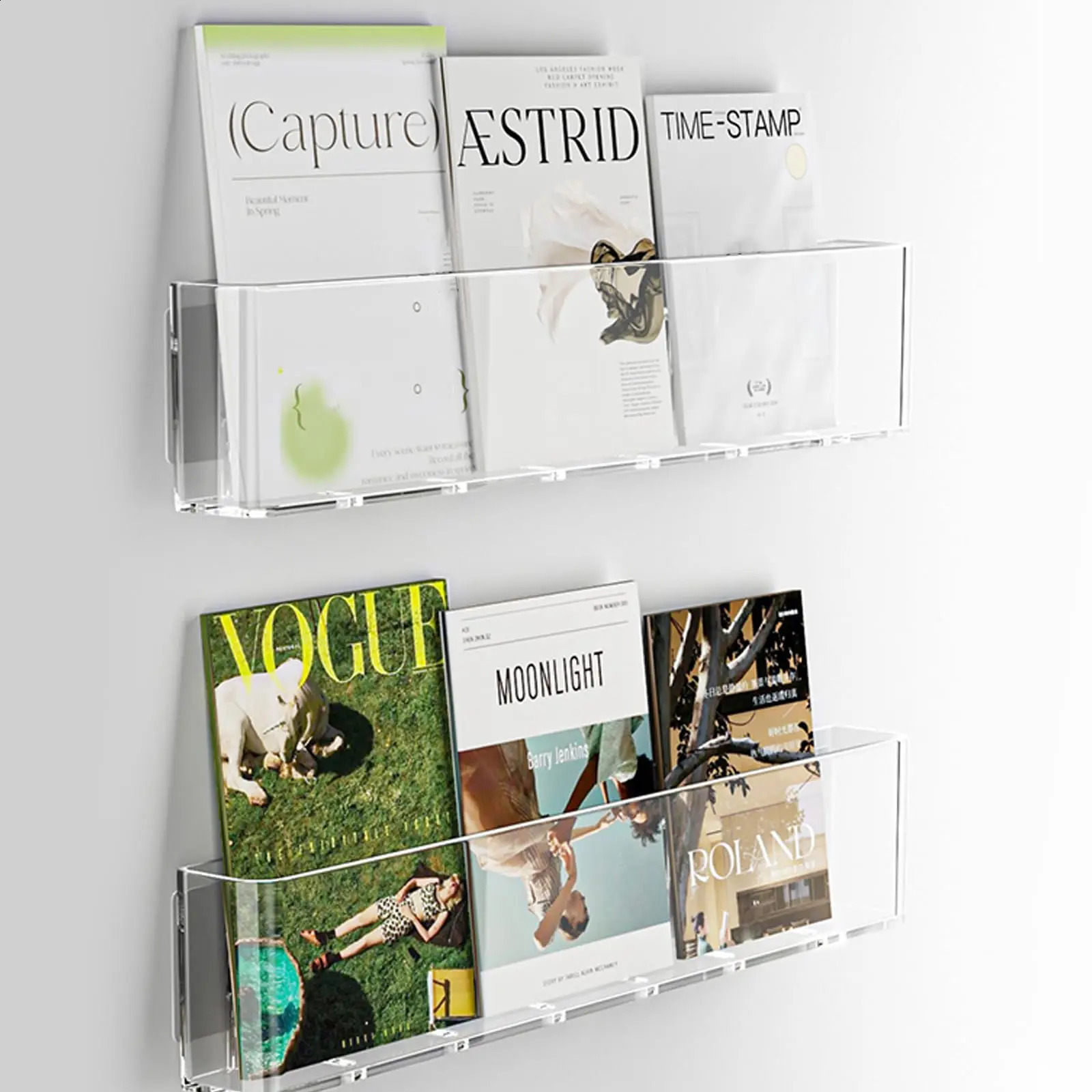 Kids Bookshelf Wall Mounted Clear Floating Bookshelf Book Display Vinyl Display Record HolderMagazine RackPicture Ledge Shelf 240907