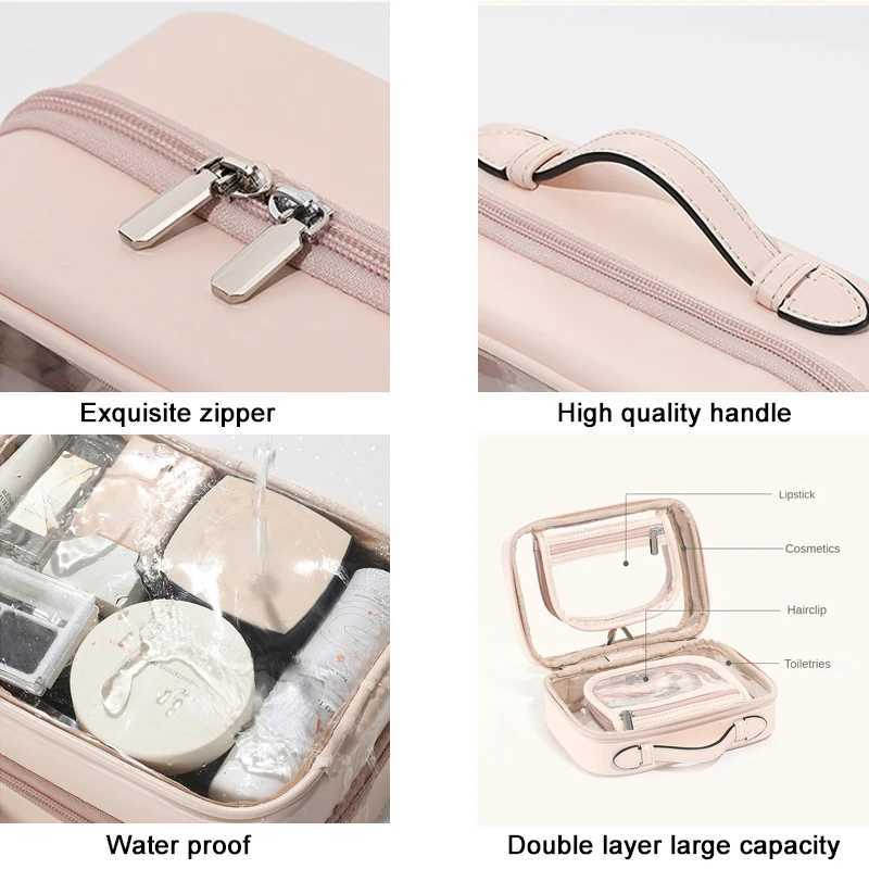 Storage Waterproof Cosmetic Bag Double Layered Makeup Brush Storage Multifunctional Large Capacity Lady Travel Clear Makeup Bags Z240914