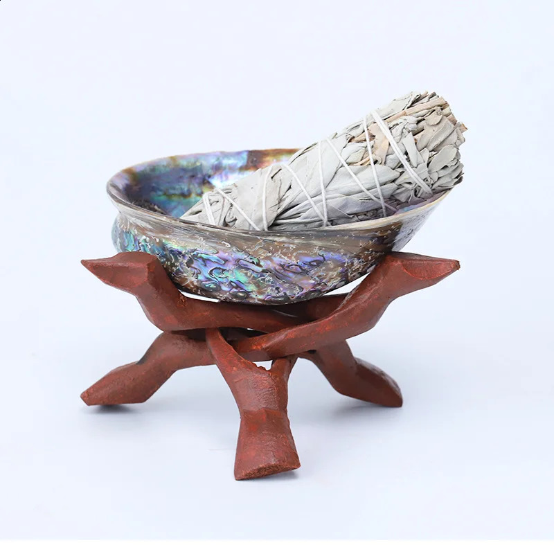 11-13CM Polished Natural Paua Abalone Shell Sage Smudge Kit with Tripod Stand Sustainably Collected - for Smudging Home Decor 240907
