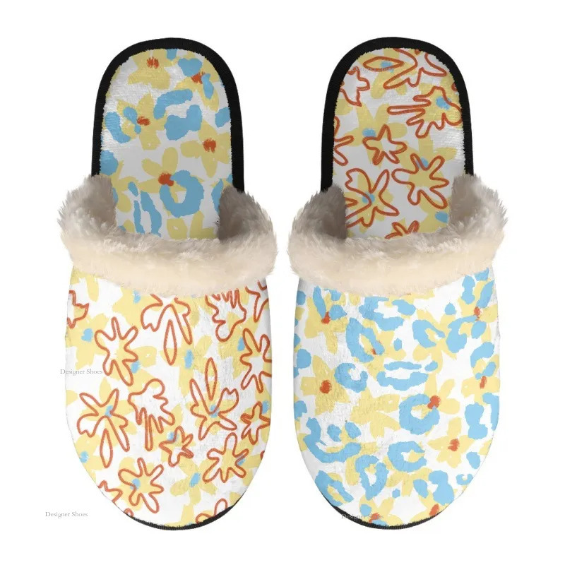 New GAI GAI Winter Slippers Plush Warm Women Home Brown Pink Couple Slippers