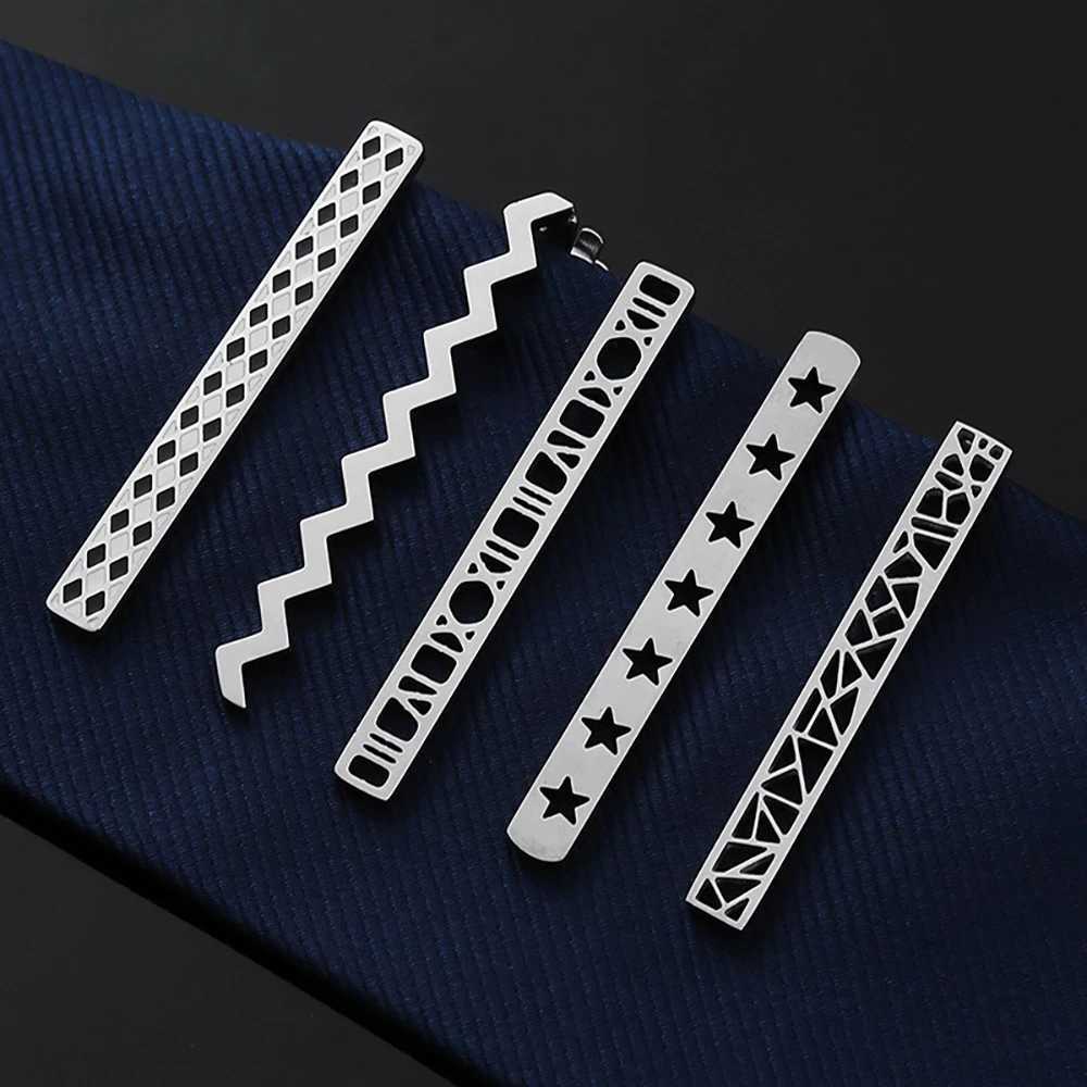 Classic mens geometric hollow outer metal gold black collar clip with stainless steel clip for party and wedding clip accessories W240914
