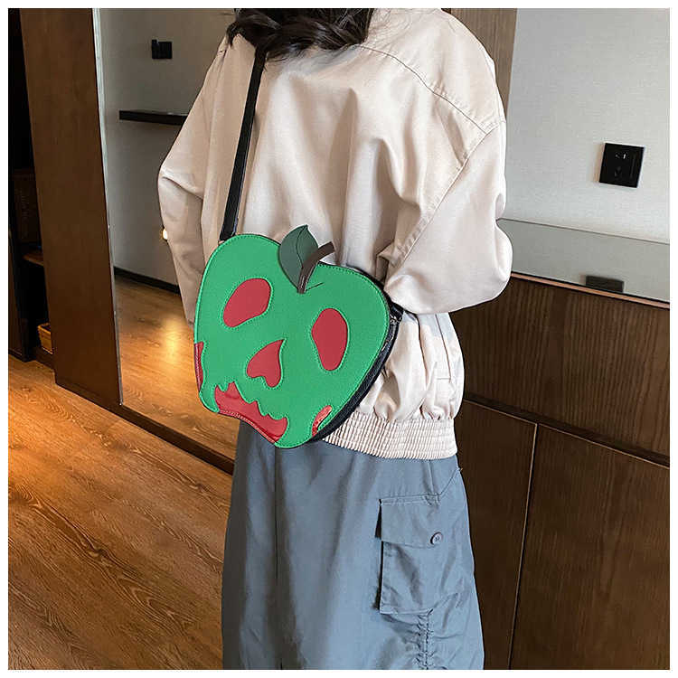 CMM Halloween Theme Skeleton Single Shoulder Bag Female Personality Trend Rotten Apple Color Collision Diagonal Cross Bag