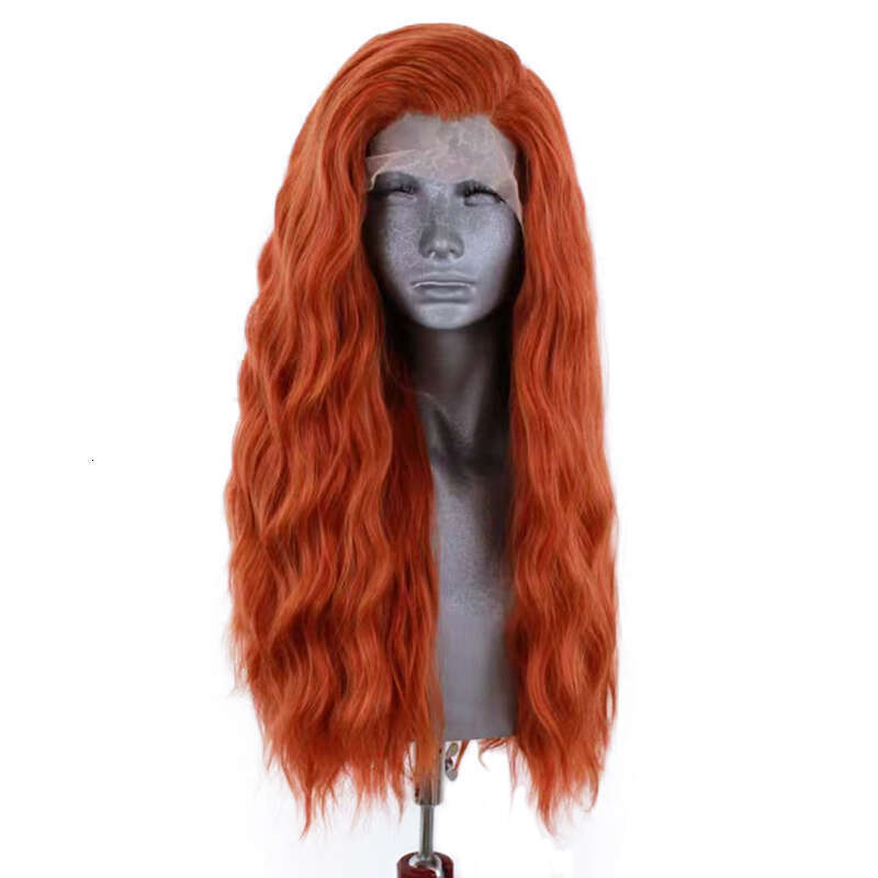 AIMEYA Orange Long Curly For Women Synthetic Lace Front Loose Wave Cosplay Wig Daily Use