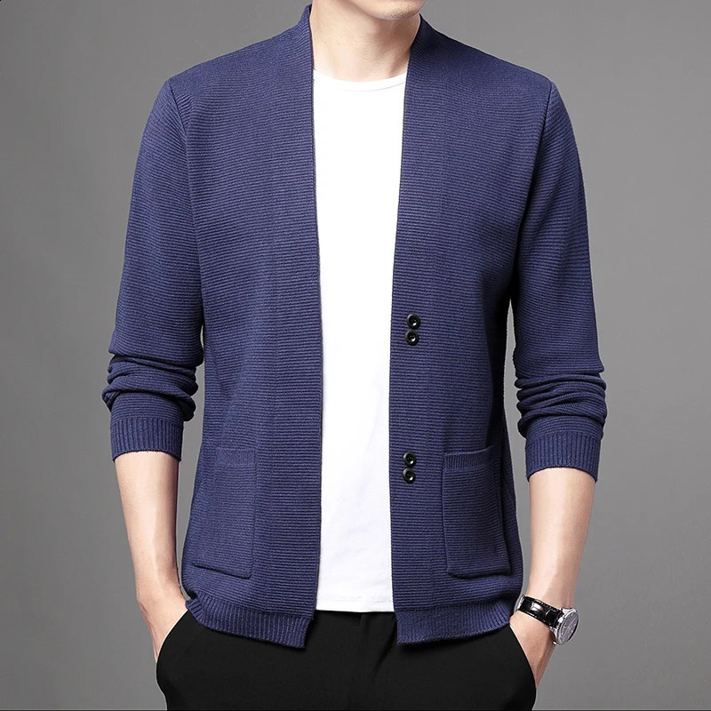 High quality autumn and winter fashion knitted cardigan Korean style slim fit mens casual jacket clothing 240906