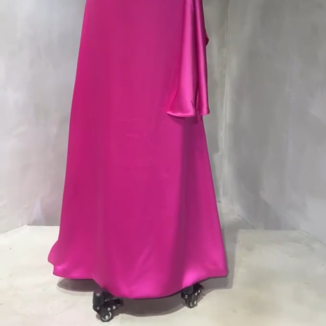 Hot Pink Elegant Satin A-Lein Gown Evening dress with Boat Neckline for Special Occasions