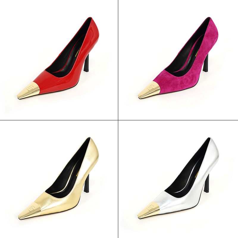 luxury High heels sandals Women's Shoes Black and Gold Wedding Dress Classics 9.5cm size 35-44