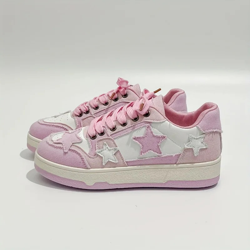 Women's cowboy skateboard fashionable round-headed low-top shoes, wild outdoor sports shoes.