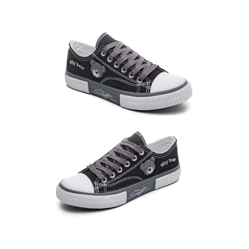 Bear Canvas Women's Korean Dry Breathable Fashion Trend Versatile Casual Board Large Size Cookie Shoes