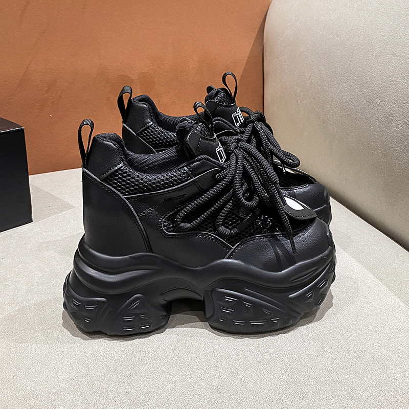 High Platform Shoes Breathable Sports Trainers Casual Thick Bottom Mesh Chunky Sneakers Women atos Mujer 10cm