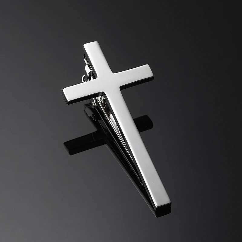 Classic mens and womens tie clips high-quality metal 4-color hand polished smooth cross clip set accessories jewelry W240914